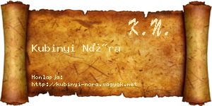 Kubinyi Nóra névjegykártya