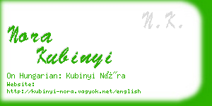 nora kubinyi business card